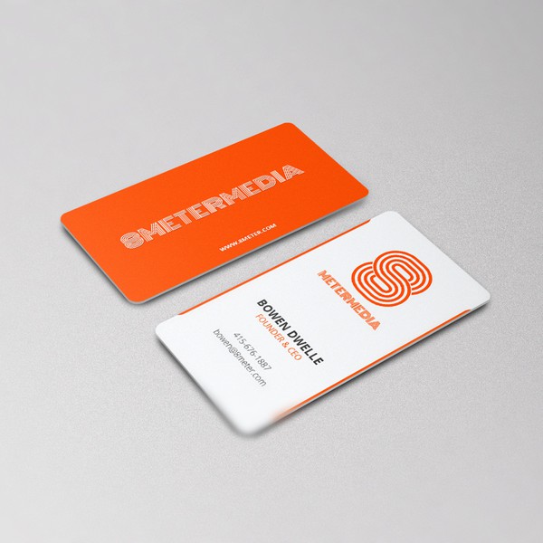 Design a striking business card for 8 Meter Media