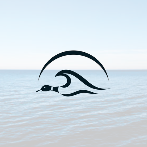 Coastal lifestyle brand featuring a mallard duck and wave, appeal to outdoor enthusiasts and surfers Diseño de muuter