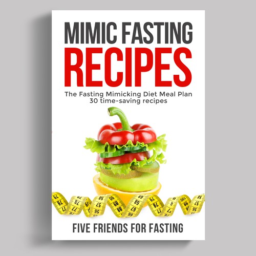 Design a fancy cover+basic layout for an e-book-based recipe book for the new fasting technique FMD Ontwerp door iDea Signs