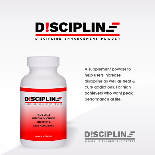 Product logo for discipline enhancing & addiction treatment supplement powder. Design by eonesh