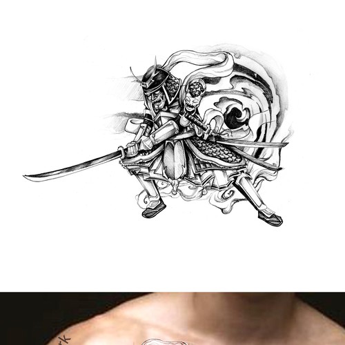 asiatisches S/W-Tattoo /  black&white tattoo asian style Design by simbe