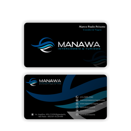 Please create a great Business Card design for travel agency Manawa! Design by Parth Soni