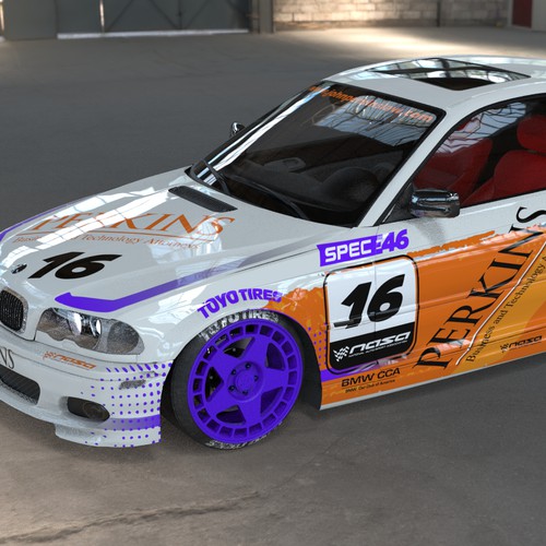 Perkins-Clemson e46 Race Car Wrap Design by Andrei Sandu