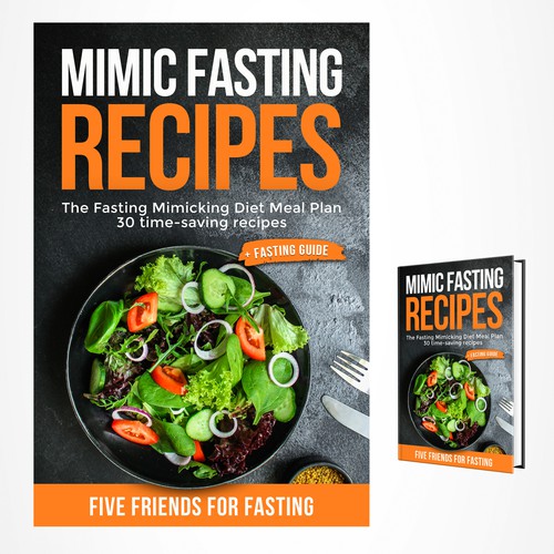 Design a fancy cover+basic layout for an e-book-based recipe book for the new fasting technique FMD Diseño de iDea Signs