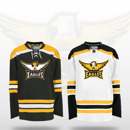 BOLD NEW SPORTS LOGO/EAGLE MASCOT needed for youth ice hockey association Design by Art Astronaut