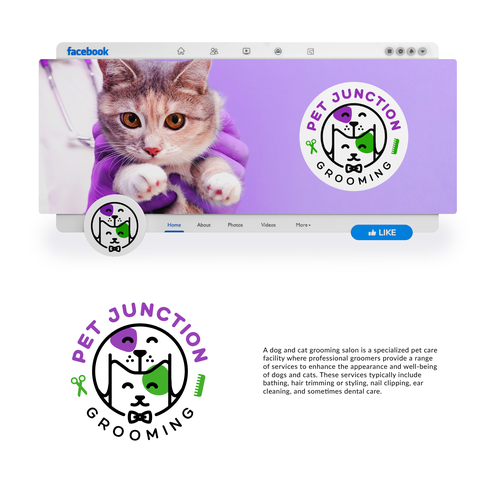 Fun cat and dog grooming salon logo Design by Agyahm°