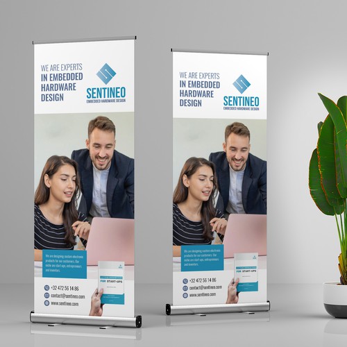 Design of a roll-up banner for a trade-fair introducing our Electronic Design Agency! Design by ideasLab°