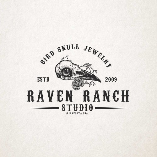 Raven skull logo for hire! Design by Bezzot!design