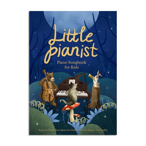 Colourful children's book cover for a piano music book Design by DivaMzn