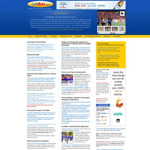 LetsRun.com Homepage Re-Design/Cleanup Diseño de pscola