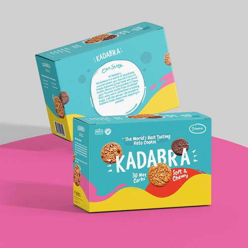 Box design for a fun and magical keto cookie brand Diseño de #hjp