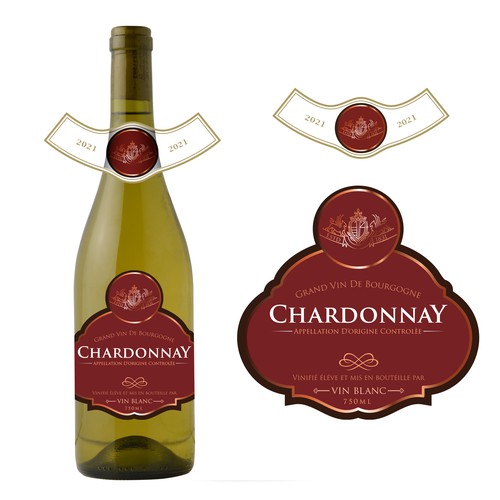 Burgundy Type Label / Chardonnay Design by UVW699