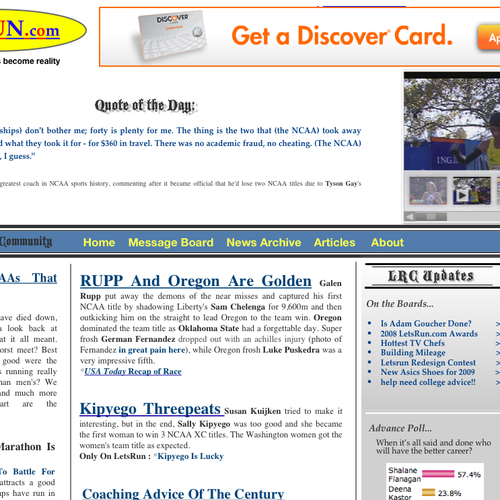 LetsRun.com Homepage Re-Design/Cleanup Diseño de cranberry