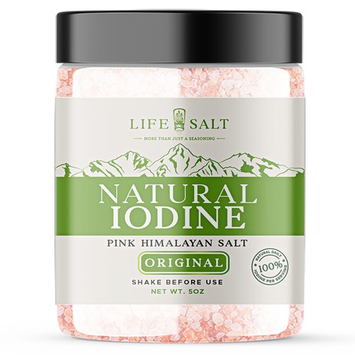 Label for Natural Iodine Pink Himalayan Salt that is fused with Seaweed Design by Design_byMe