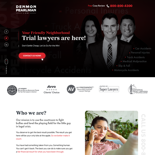 We need a modern and sleek updated web design for our personal injury law firm Design by Bulls EYE