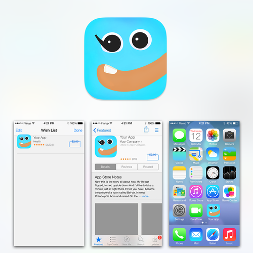 Create a friendly, dynamic icon for a children's storytelling app. Diseño de fOKS
