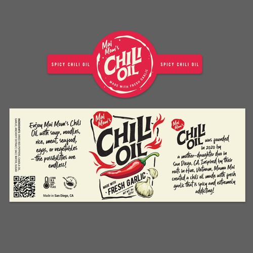 Eye catching packaging label for spicy chili oil jar Réalisé par rickyports