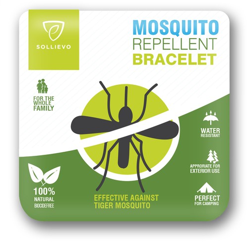 Beautiful label for mosquito repellent bracelets helps with Zika