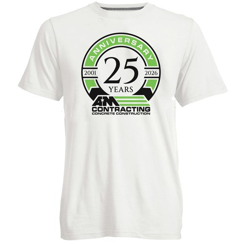 "25 Year Anniversary T-Shirt Design – AM Contracting" winning Car, truck or van wrap