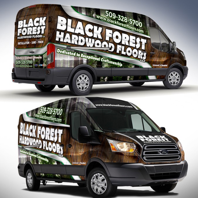 Design an amazing Van wrap for Black Forest Hardwood Floors Car