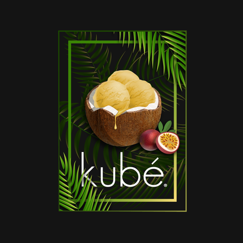 Design a graphic image for the BEST TASTING vegan ice cream manufacturer (kubé) and brand in Oakland Diseño de silviu.moldo