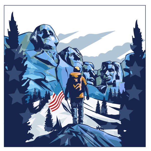 Design by SpencerZX titled "Bold and strong illustration that represent Nationalism and nature beauty for Mt Rushmore travel agency"