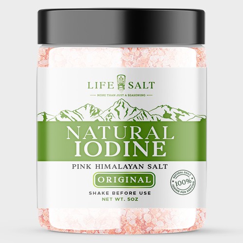 Label for Natural Iodine Pink Himalayan Salt that is fused with Seaweed Design by Design_byMe