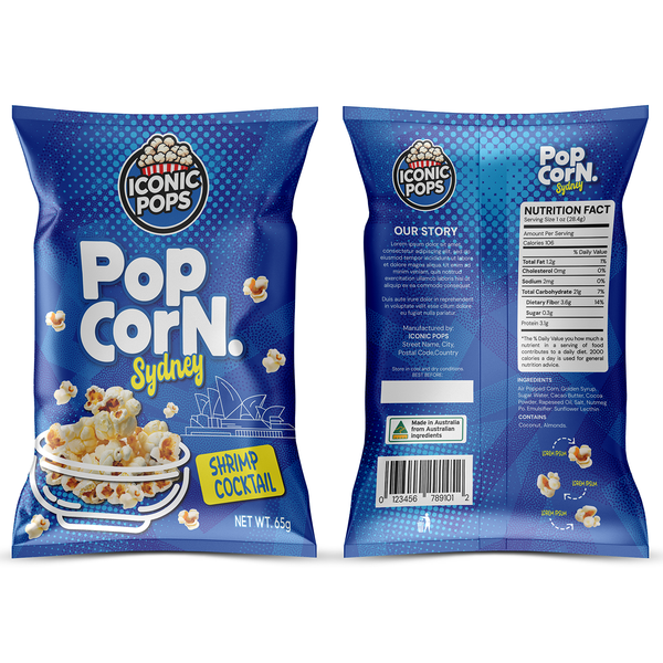 Design a popcorn packet label