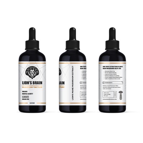 Designs | Lion's Mane Mushroom Tincture Bottle - Label Design | Product ...