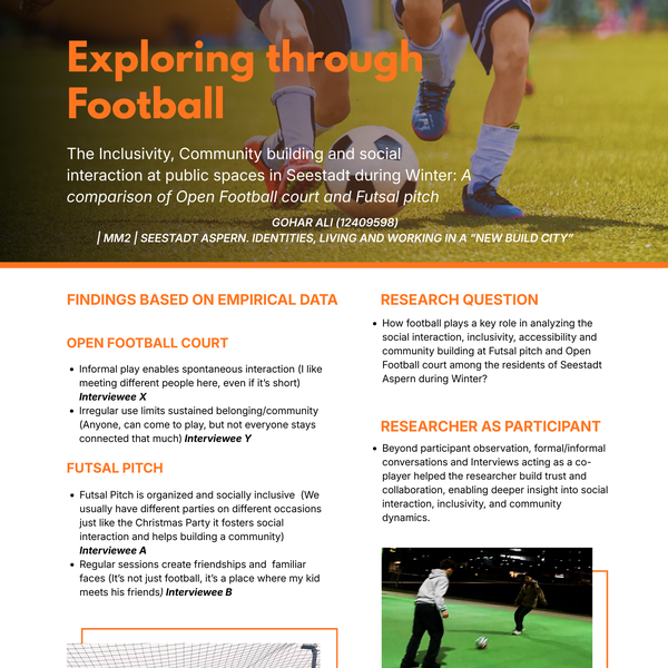 Exploring through Football the inclusivity, community building and social interaction at public spaces in Seestadt during Winter: A comparison of Open Football court and Futsal pitch