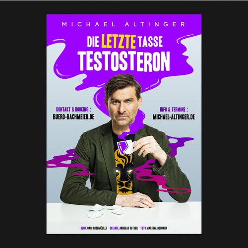eye catching tour poster for comedian Michael Altinger Design by Christo Pluto