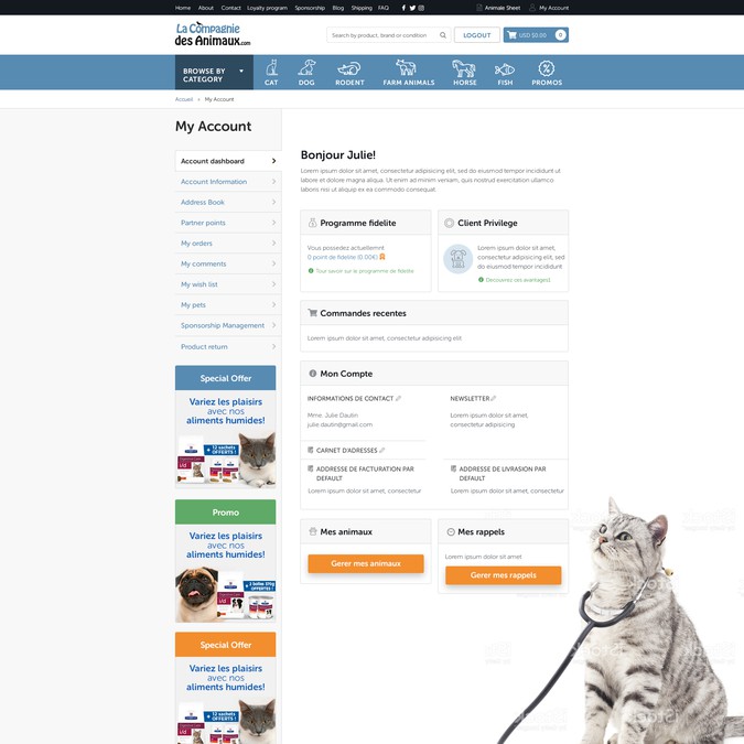 Refonte Du Site Ecommerce La Compagnie De Animaux Web Page