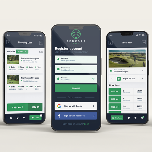 Consumer facing multi-platform golf app Design by ScripArt