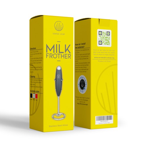 Electric Milk Frother Needs Fun Bold and Premium Design. Design by syakuro