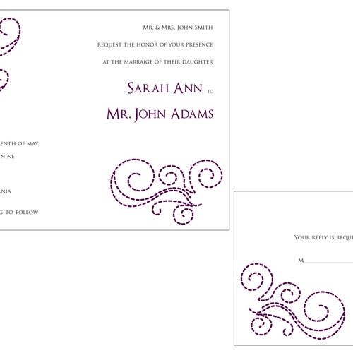 Letterpress Wedding Invitations Design by Christy