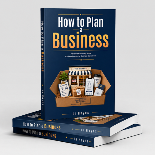 "Business book for people who dream of starting their own business" winning Facebook cover