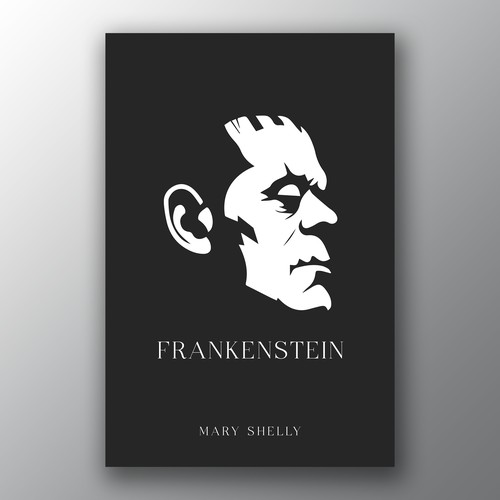 Design a book cover for an unique edition of Frankenstein, fully printed on black paper Design by Brandkore™