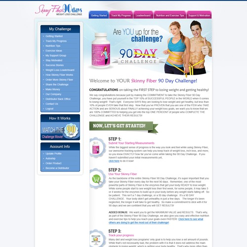 Create the next website design for Skinny Fiber 90 Day Weight Loss Challenge Design by racob