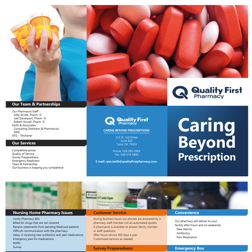 Design a eye-catching brochure for Quality First Pharmacy Ontwerp door mediterrà ||||