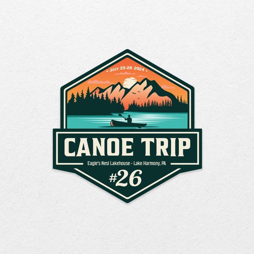 Fun Canoe Trip Logo Design - Annual need! Design by CervusDesigns