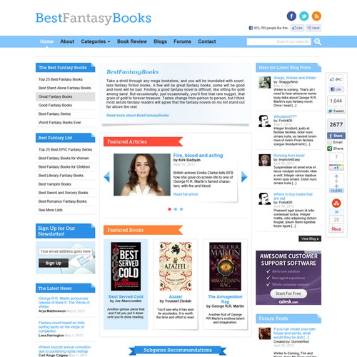 Help Best Fantasy Books with a new website design Réalisé par skinny_beef