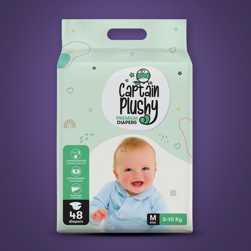 Packaging for playful baby diapers brand Design by Design Studio72