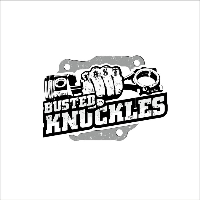 Busted Knuckles (Car Auctions) Illustrated Logo Creation Logo design