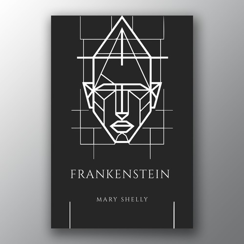 Design a book cover for an unique edition of Frankenstein, fully printed on black paper Design by Brandkore™