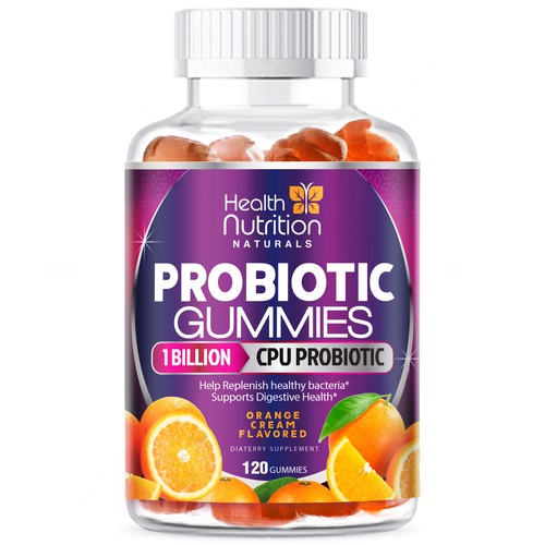 Healthy Probiotic Gummies Label needed for Health Nutrition Design réalisé par agooshe