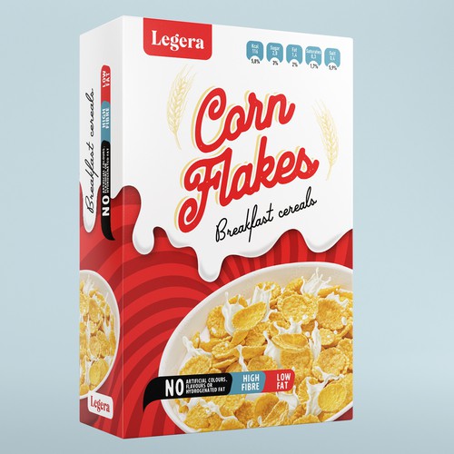 Premium cereal breakfast packaging (Corn Flakes) Design by Davi Giolo ★