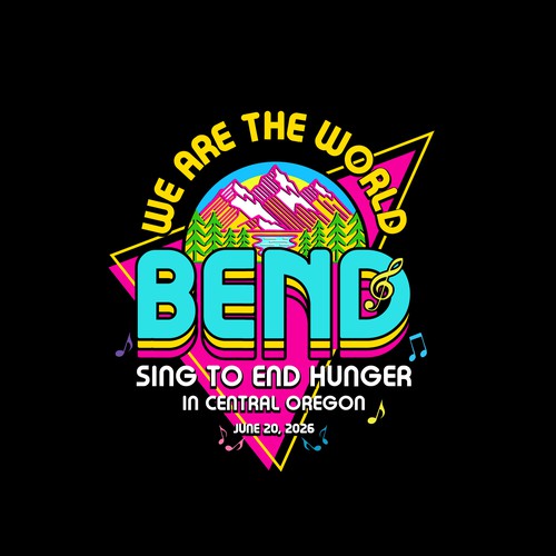 "We Are The World BEND - fundraiser to end hunger" winning Postcard, flyer or print