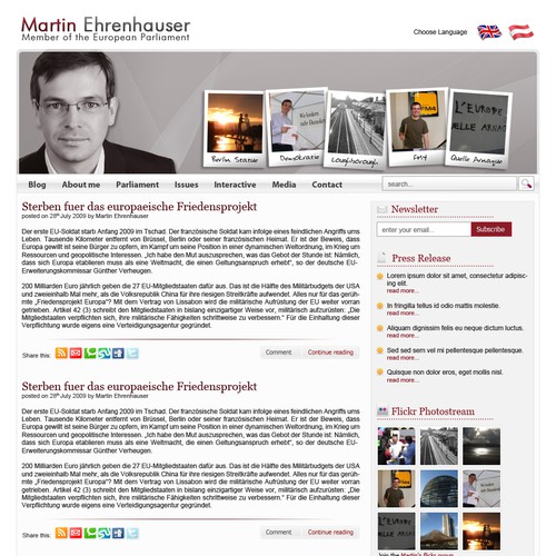 Wordpress Theme for MEP Martin Ehrenhauser Design by Koben
