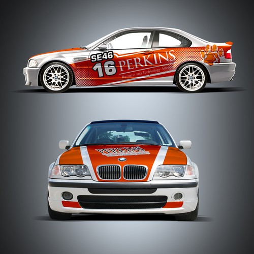 Perkins-Clemson e46 Race Car Wrap Design by Tanny Dew ❤︎