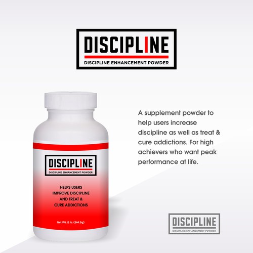 Product logo for discipline enhancing & addiction treatment supplement powder. Design by eonesh